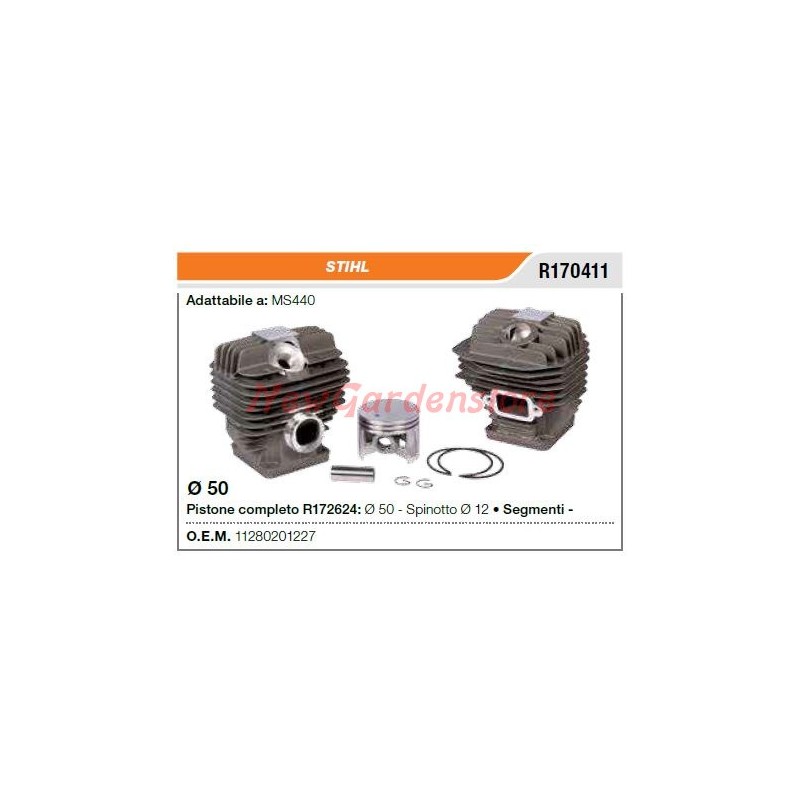 Cilindro Pistone Segmenti STIHL Motosega MS440 R170411 Cilindri E P