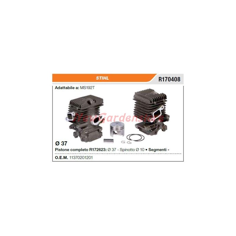 Cilindro Pistone Segmenti STIHL Motosega MS192T R170408 Cylinders A