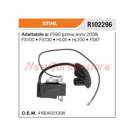 Bobina di accensione STIHL decespugliatore FS90 fino al 2008 FS100 R102296 | Newgardenstore.eu