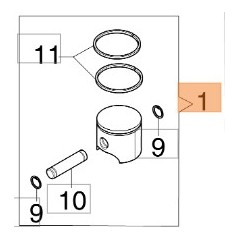 Kit de piston pour motopompe et soufflante modèles BV270 BV300 WP30 56552011A OLEOMAC