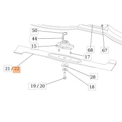 Cuchilla de tractor cortacésped modelos OM124/22 68120045 OLEOMAC | Newgardenstore.eu