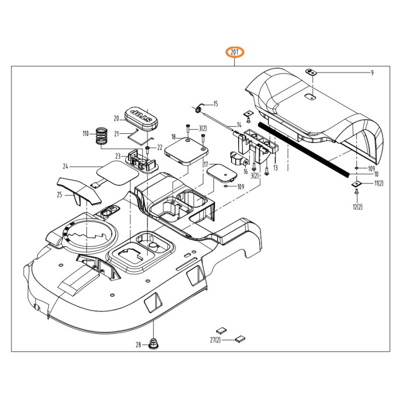 ORIGINAL WORX robot cortacésped WR141E conjunto tapa superior