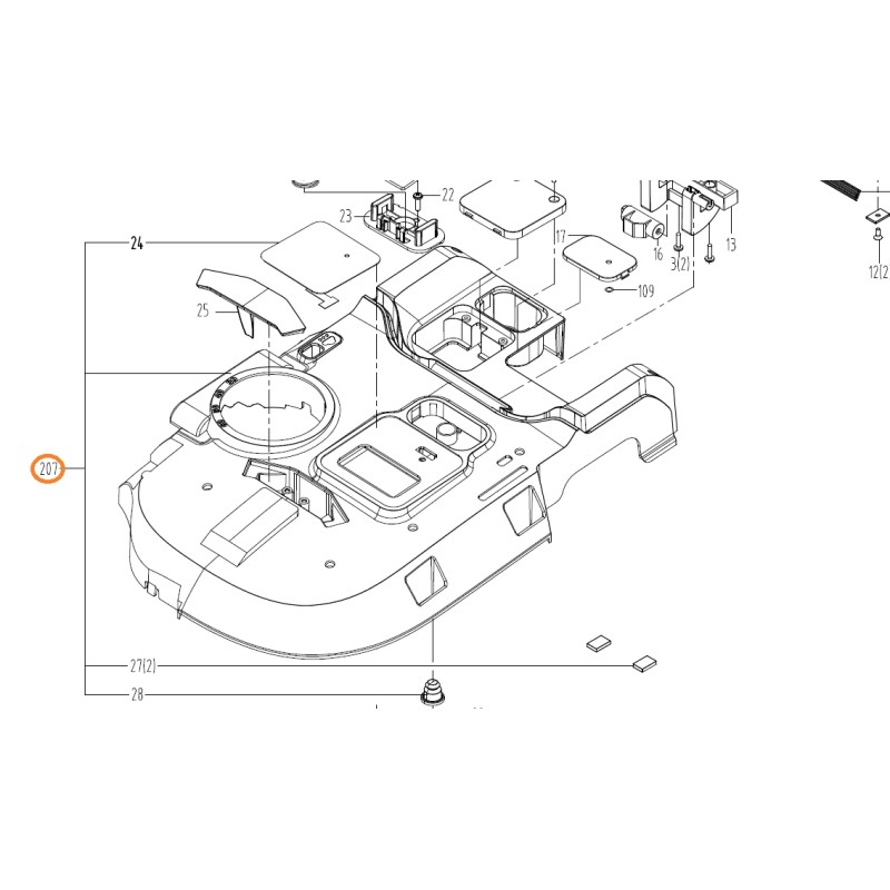 ORIGINAL WORX robot cortacésped WR143E capó principal