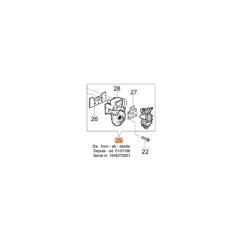 Brushcutter carburettor WYA-58 models BC250T BC250S 61170200 OLEOMAC