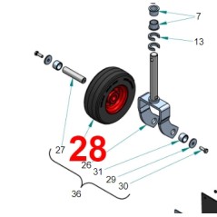 Rad mit 210 mm Durchmesser für Frontmähwerk PERUZZO SCORPION KUBOTA Traktor