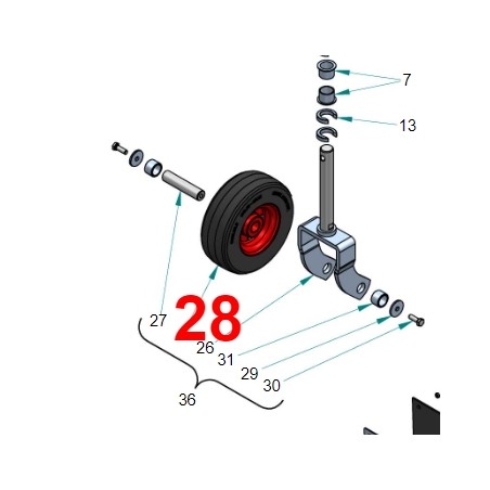 Rad mit 210 mm Durchmesser für Frontmähwerk PERUZZO SCORPION KUBOTA Traktor | Newgardenstore.eu