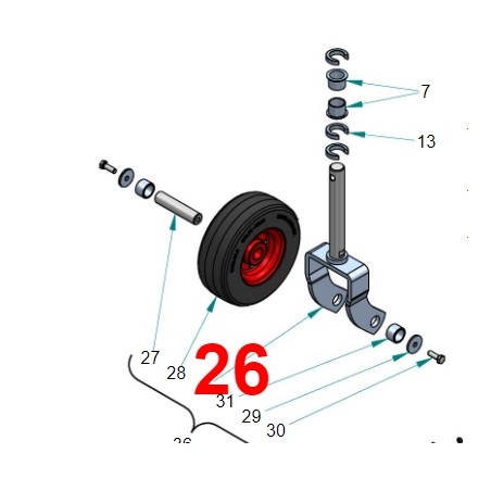 Radgabel für Frontmulcher PERUZZO TEG SPECIAL KUBOTA Traktor