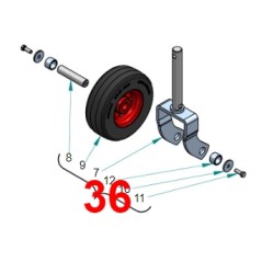 Fork and semi-flat wheel assembly 9X3.50-4 for PERUZZO front mulcher | Newgardenstore.eu
