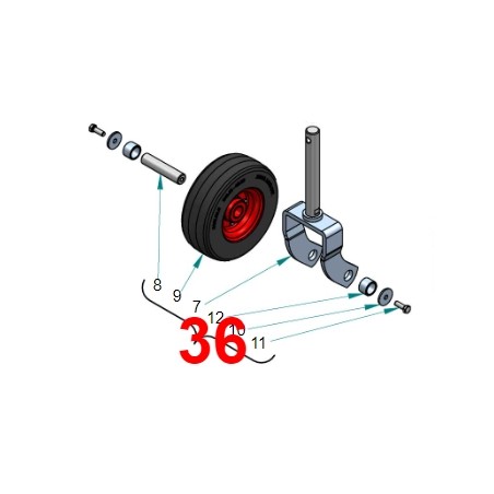 Conjunto horquilla y rueda semiplana 9X3.50-4 para trituradora frontal PERUZZO | Newgardenstore.eu