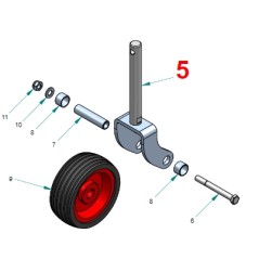 Rad mit 160 mm Durchmesser und Gabel für Heckschlegelmäher PERUZZO FOX | Newgardenstore.eu