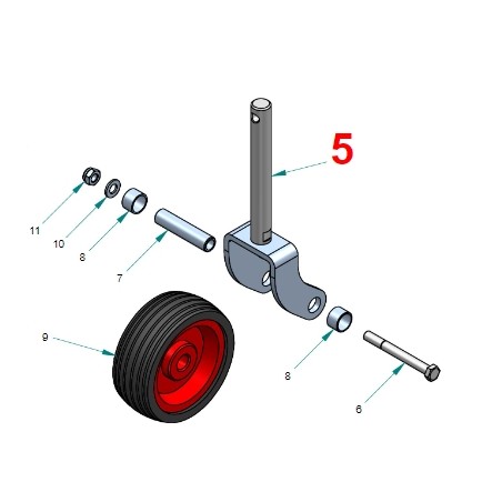 Rad mit 160 mm Durchmesser und Gabel für Heckschlegelmäher PERUZZO FOX | Newgardenstore.eu