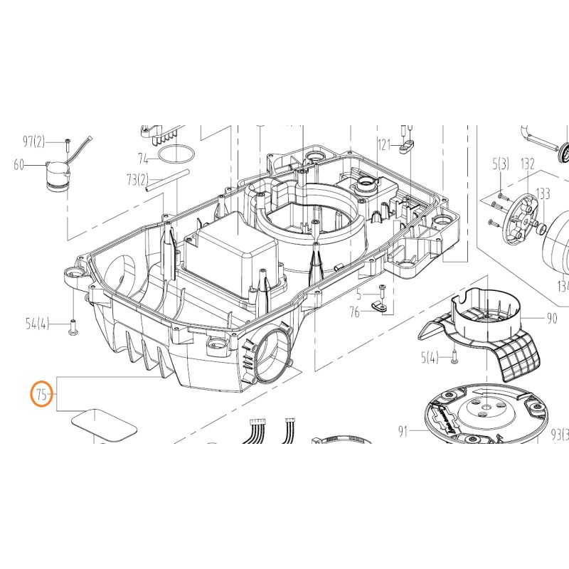 Scocca inferiore ORIGINALE WORX robot rasaerba WG794E