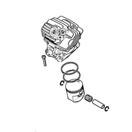 Cylindre à piston de 50 mm de diamètre ORIGINAL STIHL MS400 modèles 11400201212 | Newgardenstore.eu