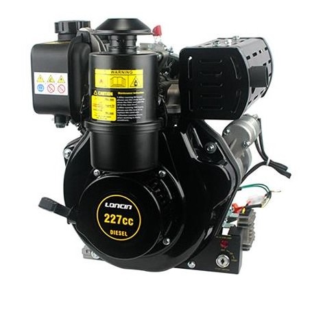 Motor cónico LONCIN 23mm 227cc completo con retroceso diesel + eléctrico horizontal | Newgardenstore.eu