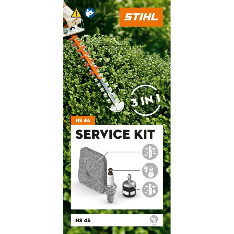 Kit d'entretien numéro 46 STIHL pour le taille-haie HS 45 avec moteur STIHL 2-MIX