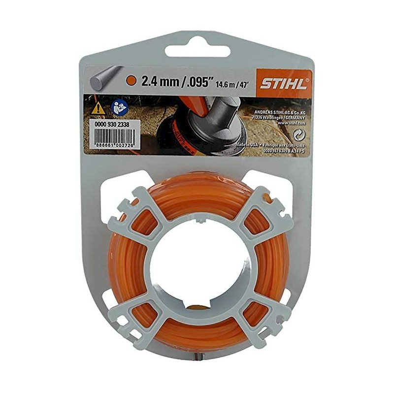 Bobine de fil rond STIHL orange de 2,4 mm de diamètre pour débroussailleuse