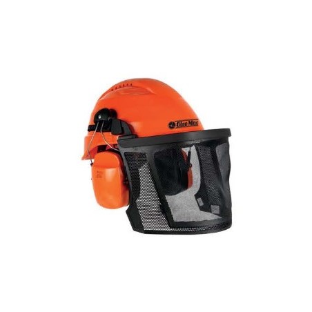 Protective helmet with wire mesh visor and adjustable OLEOMAC ear muffs | Newgardenstore.eu
