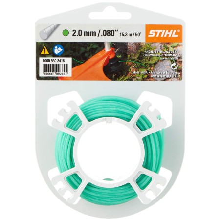 Silenced green round wire spool STIHL brushcutter diameter 2.0 mm | Newgardenstore.eu