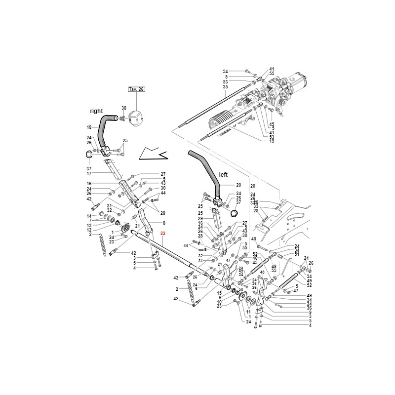 Arbre de transmission du levier droit TURBOZ ORIGINAL GIANNI FERRARI 01.40.40.0182