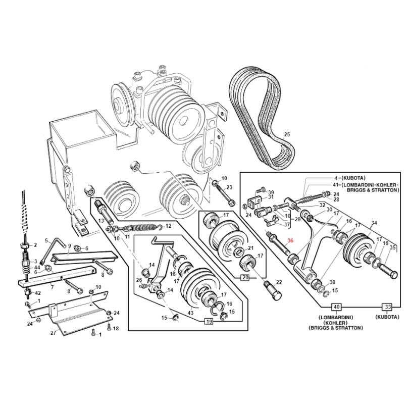 Goupille du tendeur de la courroie du moteur PG SR ORIGINAL GIANNI FERRARI BFB 95049390002