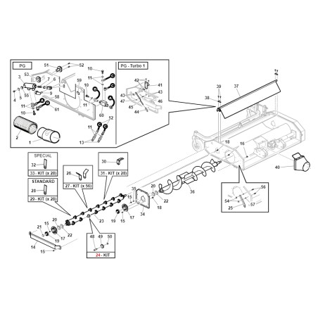 Kit perno con calamita trincia GT PG ORIGINALE GIANNI FERRARI 95599000199 | Newgardenstore.eu