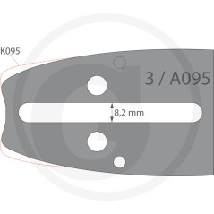Kettensägeschiene Länge 38cm 325'' 1.5mm für Kette 64 Glieder kompatibel OREGON K095