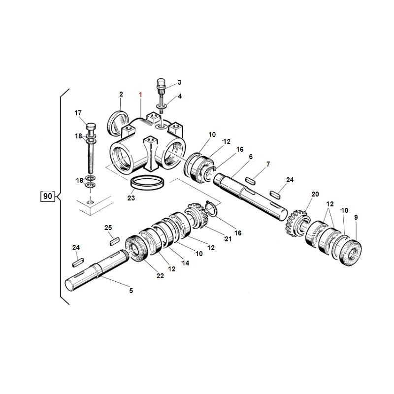 Renvoi d'angle pelleteuse TURBOGRASS ORIGINAL GIANNI FERRARI 01.01.00.0070