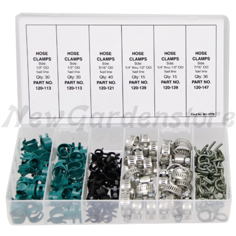 Boîte d'assortiment de colliers de serrage UNIVERSAL pour tuyaux d'alimentation en carburant 160 pièces