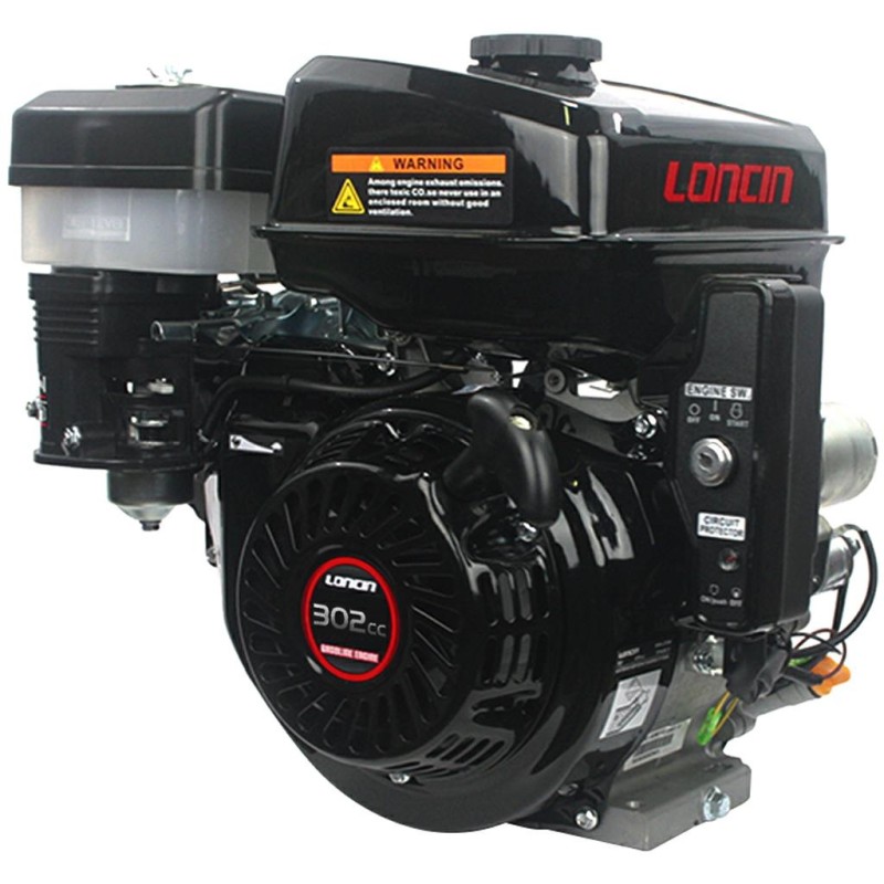 Moteur LONCIN G300 conique 18/23x30 mm 302cc complet avec arrachement essence + électrique