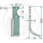 Rotary tiller left tiller compatible S.E.P. working length 70mm