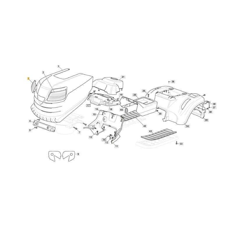 Coupe phare droit tracteur de pelouse modèles SD98 ORIGINAL STIGA 325410887/0