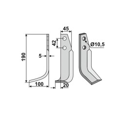 ORIGINAL GOLDONI Bogenmesser rechts für Fräsmaschine Länge 190 mm | Newgardenstore.eu