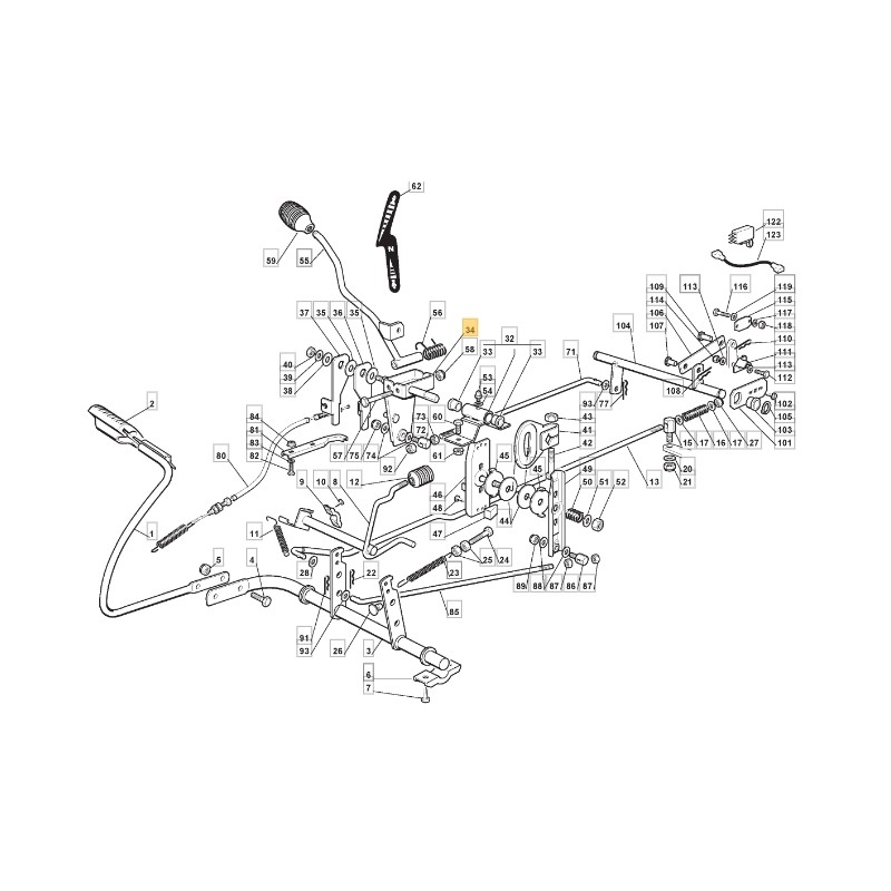 Staffa leva comando ZNG trattorino modelli 1172HDX ORIGINALE STIGA 384773561/0