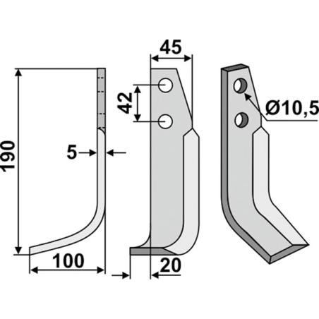 ORIGINAL GOLDONI lame arc gauche pour défonceuse longueur 190 mm