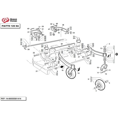 Pre-assembled front carriage arm GIANNI FERRARI for 126 SA plate | Newgardenstore.eu