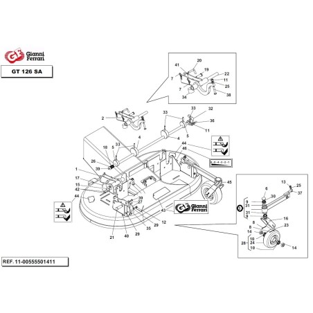 GIANNI FERRARI Bras de roue du plateau de coupe GT 126 SA pré-assemblé | Newgardenstore.eu