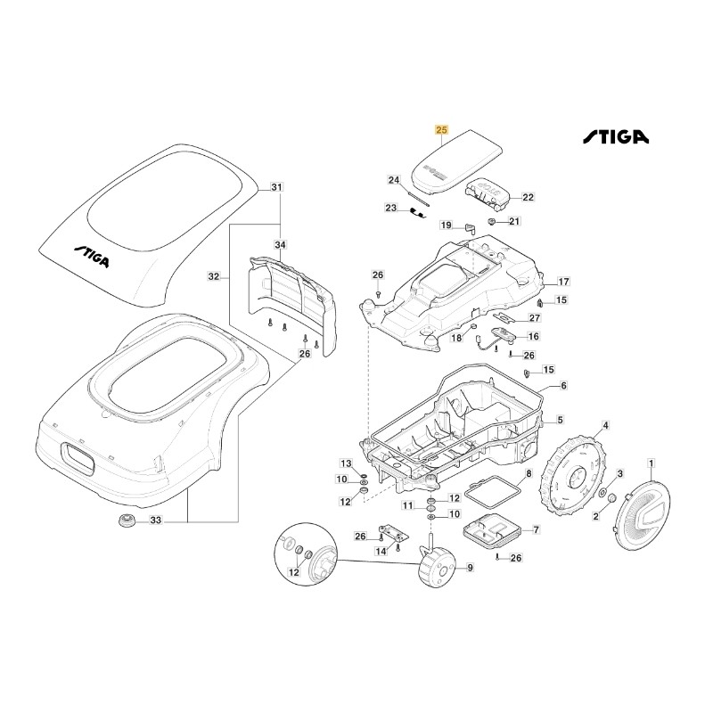 Displayabdeckung - a1000 rtk ORIGINAL STIGA Roboter-Rasenmäher 381119744/0