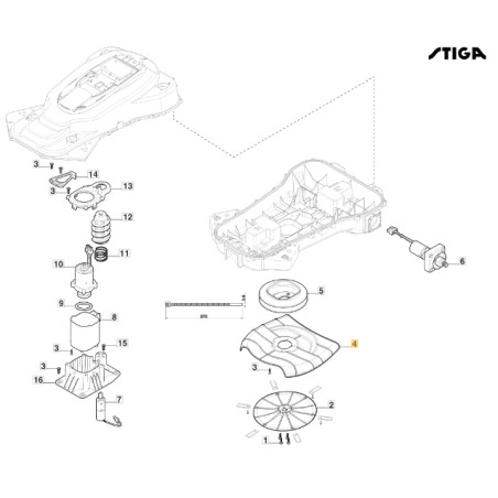 Protector del fuelle del motor ORIGINAL STIGA a3000 rtk robot cortacésped 322110187/0 | Newgardenstore.eu