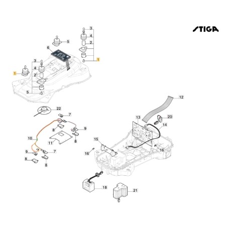 Meccanismo sollevamento ORIGINALE STIGA a3000 rtk robot rasaerba 381394808/0 | Newgardenstore.eu