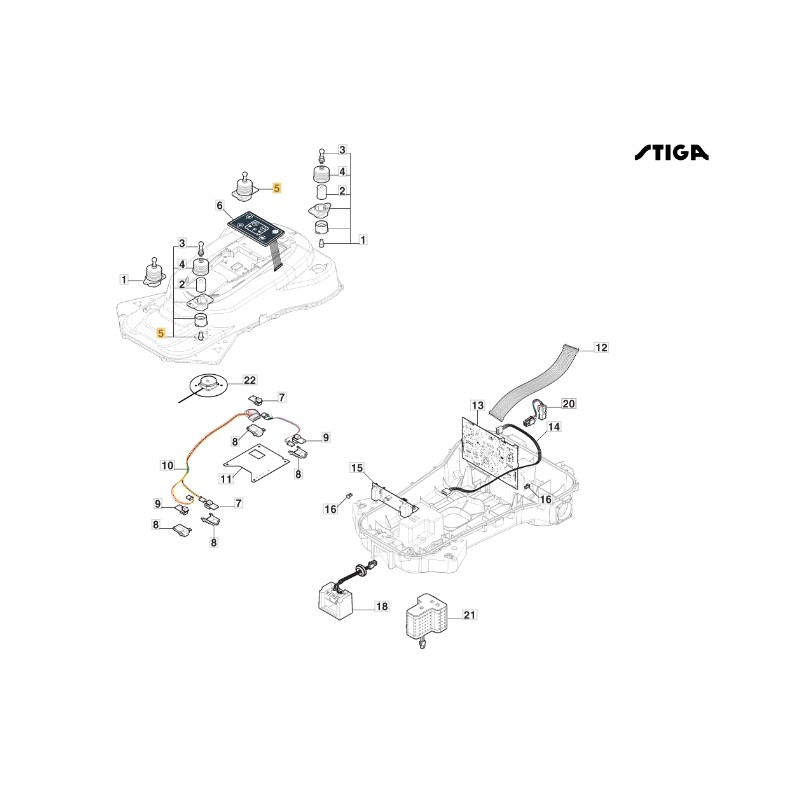 Conjunto amortiguador ORIGINAL STIGA a3000 rtk robot cortacésped 381394807/0