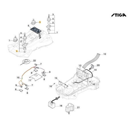 Conjunto amortiguador ORIGINAL STIGA a3000 rtk robot cortacésped 381394807/0 | Newgardenstore.eu