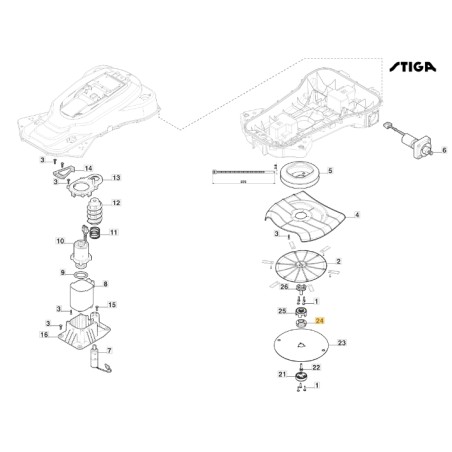 Moyeu de disque ORIGINAL STIGA a7500 rtk tondeuse robot 181465666/0 | Newgardenstore.eu