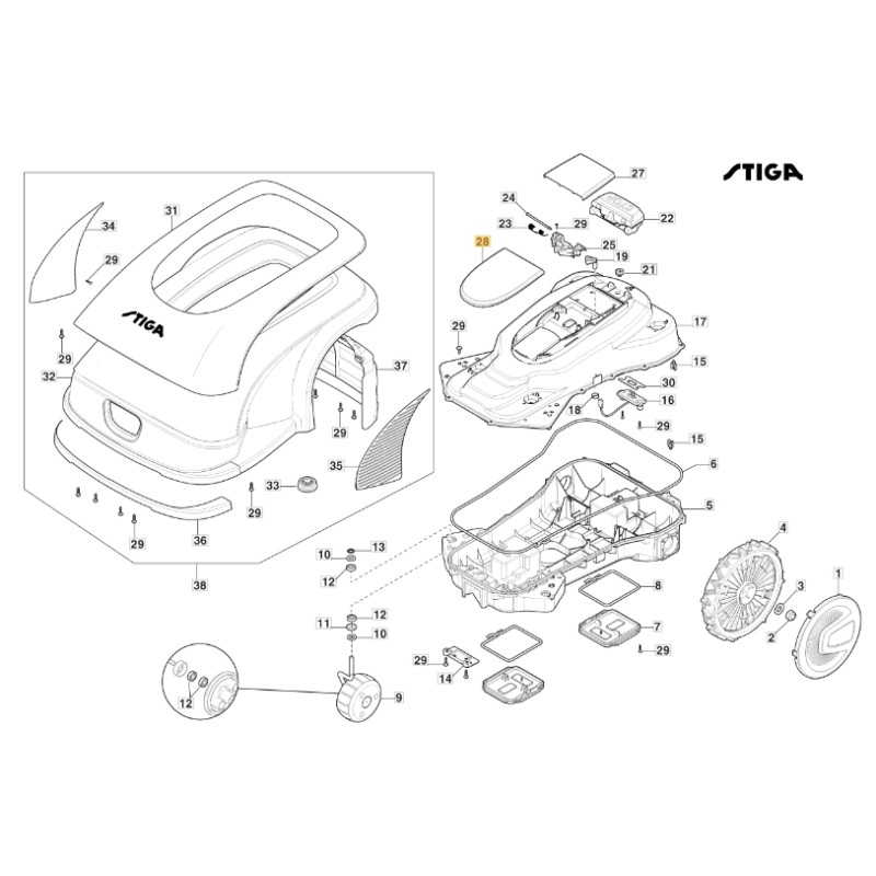 Couvercle - ORIGINAL STIGA a10000 rtk tondeuse robot 381110017/0