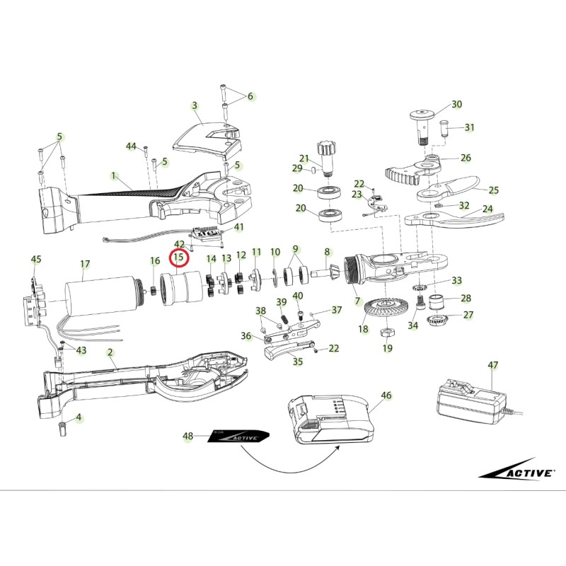 ORIGINAL ACTIVE Getriebe Scherenmäher Modelle tigercut 35 - 40 025772