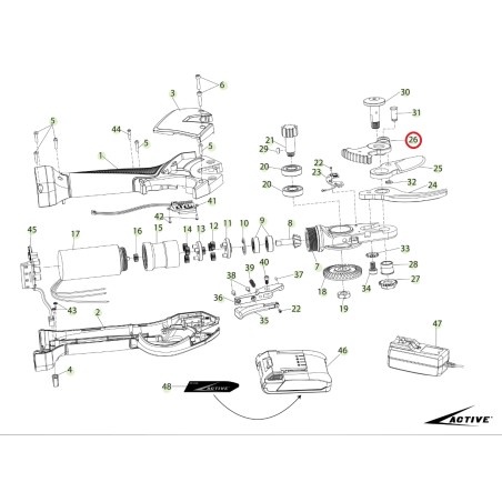 Leva dentata per lama mobile ORIGINALE ACTIVE forbice modello tigercut 35 025956 | Newgardenstore.eu