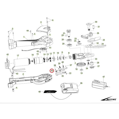 Plastic trigger part ORIGINAL ACTIVE tigercut 35 - 40 025666 | Newgardenstore.eu