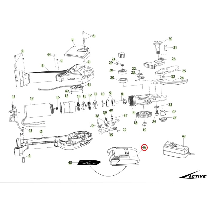 Batteria ORIGINALE ACTIVE forbice modello tigercut 35 026267