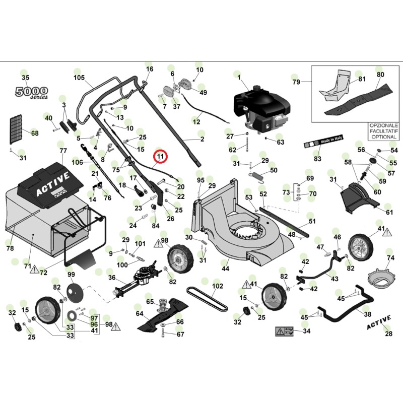 Cavo comando freno ORIGINALE ACTIVE rasaerba tagliaerba 5000sb 050095