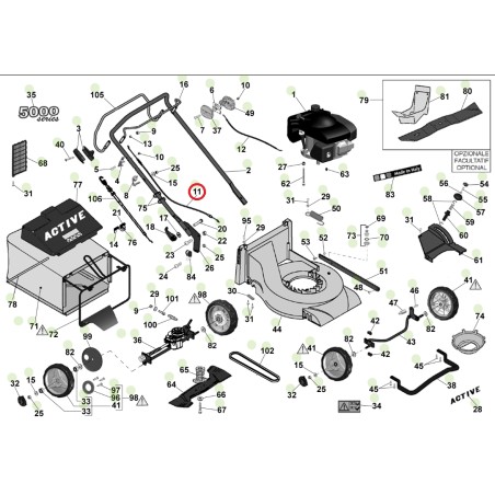 ORIGINAL ACTIVE lawn mower brake control cable 5000sb 050095 | Newgardenstore.eu