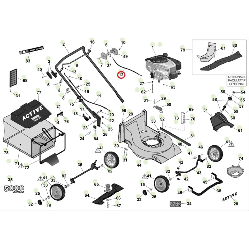 Cavo gas ORIGINALE ACTIVE rasaerba tagliaerba modelli 4300 - 5800 050069